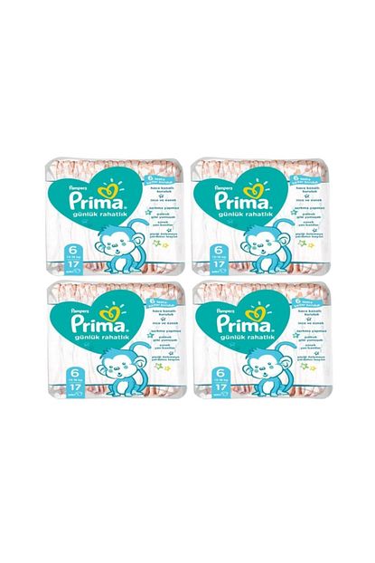 Prima Gunluk Rahatlik Bebek Bezi 6 Numara 13 18 Kg 68 Adet Trendyol