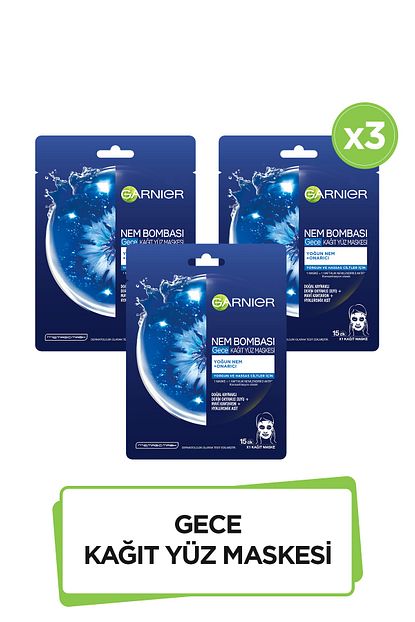 Garnier Nem Bombasi Gece Kagit Yuz Maskesi 3 Lu Set 36005422581731 Fiyati Yorumlari Trendyol
