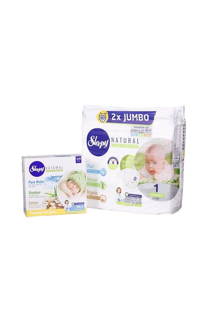 Sleepy 1 Numara Bebek Bezi 2 Li 80 Adet Sleepy Naturel Yenidogan Islak Mendil 40 Li 3 Paket Bakim Seti Trendyol
