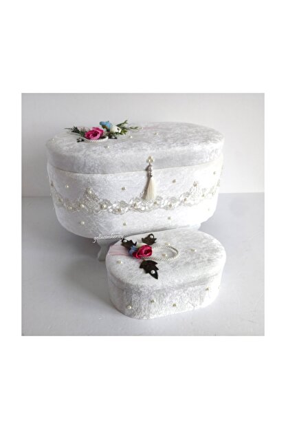 Gelincimhersey Kadife Kaplamali Fransiz Dantel Aplikli Cicekli Soz Nisan Sandigi Trendyol