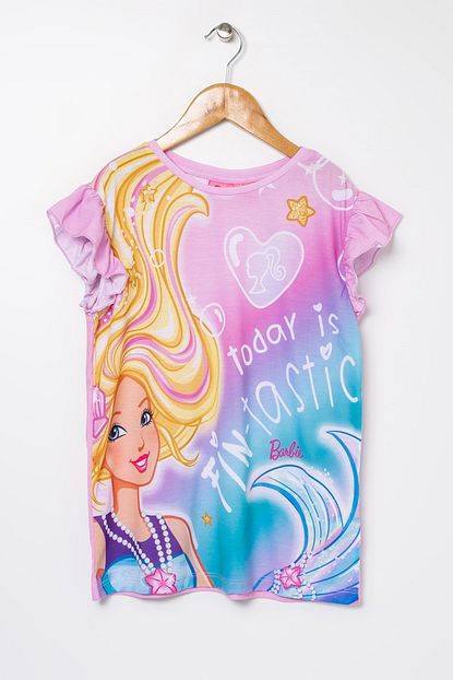 Barbie Pl Kiz Cocuk Pembe Bisiklet Yaka Tisort Boyner Trendyol
