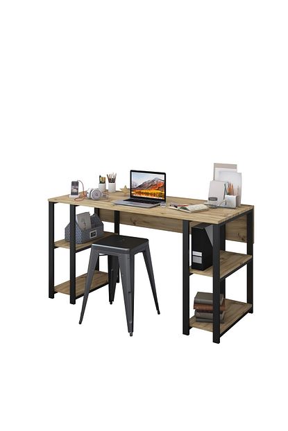 Rani Mobilya Rani C6 Calisma Ofis Bilgisayar Masasi Metal Ayakli Modern Tasarim Acik Ceviz M3 Trendyol