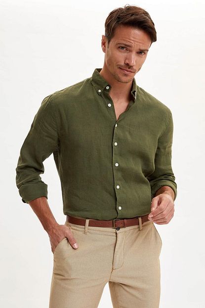Defacto Erkek Poplin Regular Fit Gomlek Mavi Markabul Com
