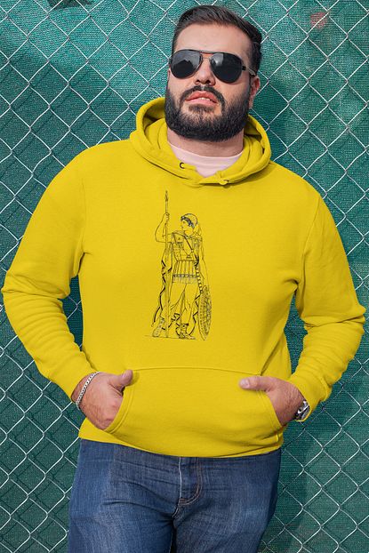 Angemiel Wear Misrakli Asker Sari Erkek Kapusonlu Sweatshirt Trendyol