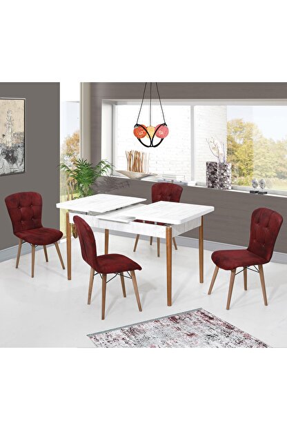 Parlavita Kelebek Masa Ve Ince Belli Sandalye Takimi Beyaz Bord Trendyol