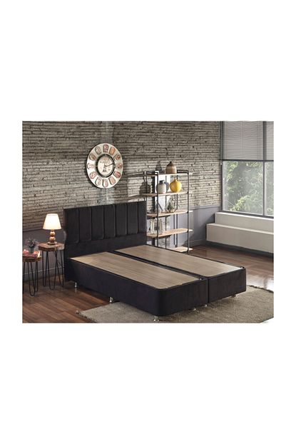Niron Yatak Ela Baza Ve Baslik Seti 150x200 Cm Cift Kisilik Siyah Kumas Baza Ve Basligi Silinebilir Soho Kumas Trendyol