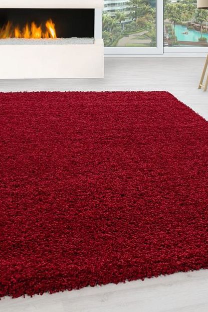 Ayyildiz Shaggy Hali 30 Mm Uzun Ve Yuksek Tuylu Duz Kirmizi Renkli 120x170 Cm Trendyol