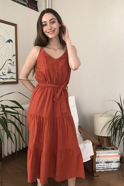 Trendyolmilla Kiremit Kusakli Askili Elbise Twoss20el2423 Trendyol