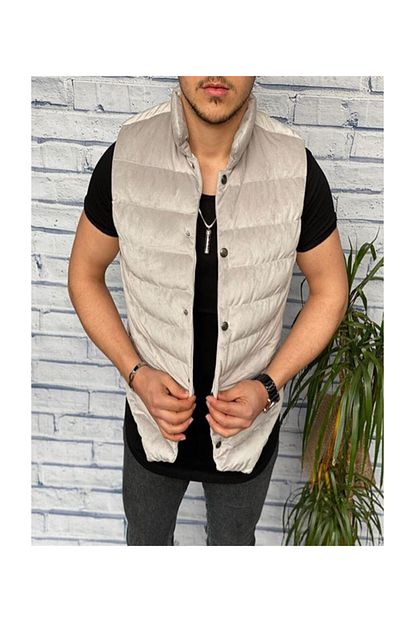 Roletti Erkek Krem Nubuk Slim Fit Yelek Trendyol