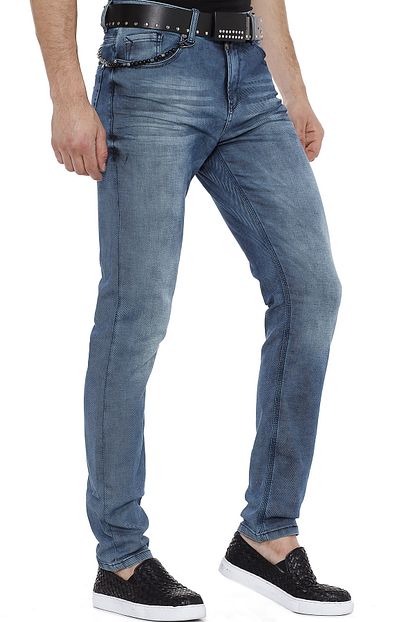 Cipo Baxx Cd374 Slim Fit Dar Paca Jean Mavi Erkek Kot Pantolon Trendyol