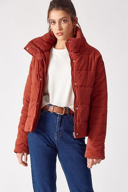 Robin Kadin Kiremit Kadife Sisme Mont D89113 122 Trendyol