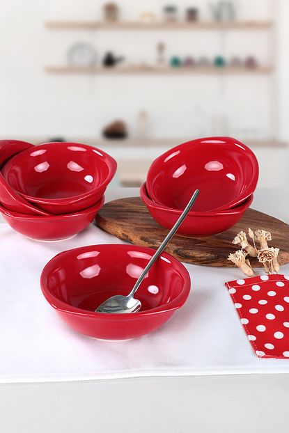Keramika Kirmizi Armoni Corba Kasesi 16 Cm 6 Adet Trendyol