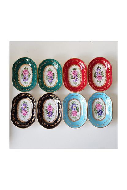 By Rayka Porselen El Dekor Oval El Boyama Cerezlik 10 Cm 8 Li Trendyol