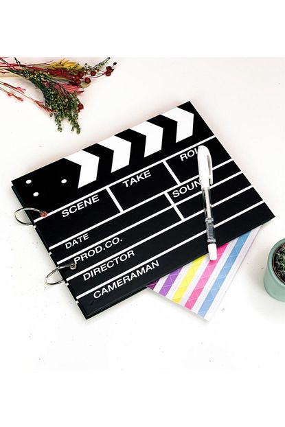 Gift Moda Klaket Tasarimli Siyah Sayfa Kendin Yap Fotograf Albumu Beyaz Kalem Trendyol