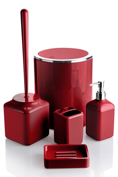 Kitchen Life Kirmizi Lux Akrilik 5 Li Banyo Seti Trendyol