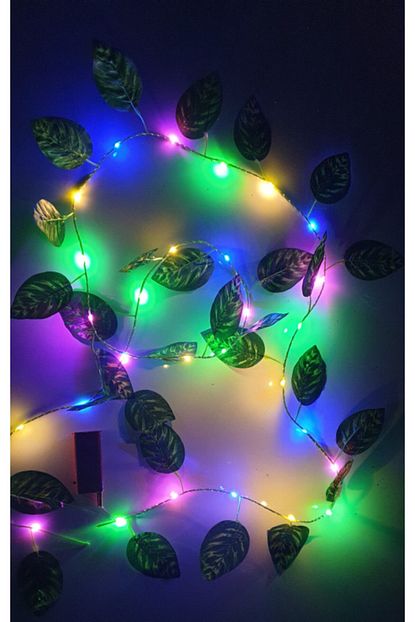 Partini Sec Dekoratif Yesil Yaprakli Yapay Sarmasik Renkli Rgb Led Isik 2 3 Mt 30 Led Trendyol