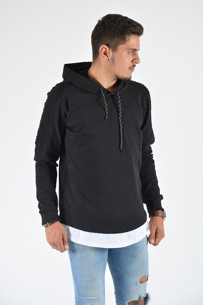 Terapi Men Erkek Siyah Nervurlu Kapsonlu Sweatshirt 20y 5200343 Trendyol