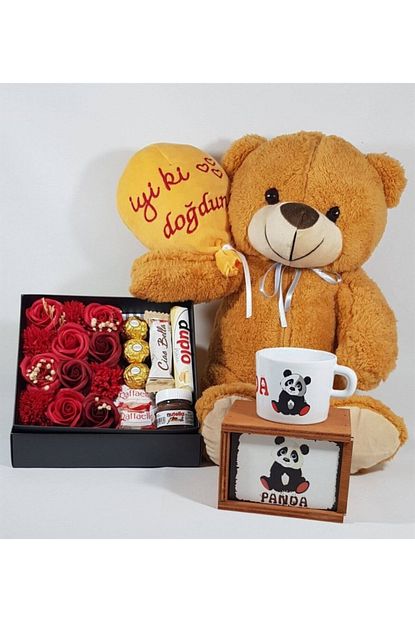 1001hediye Dogum Gunu Hediyesi Gul Kutusu Ferrero Cikolata Iyiki Dogdun Ayicik Kutulu Kupa Trendyol