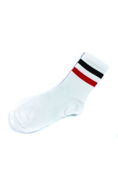 The Wolke Unisex Kirmizi Siyah Cizgili Beyaz Renkli Kolej Tenis Corap Trendyol