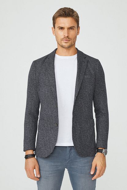 Avva Erkek Siyah Kirlangic Yaka Mikro Desenli Slim Fit Torba Cepli Ceket A02y4006 Trendyol