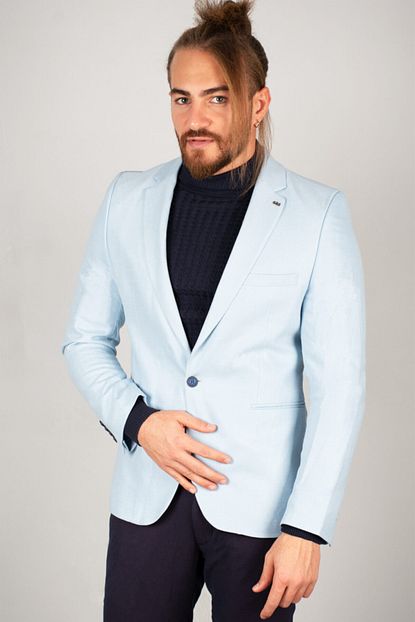 Deepsea Erkek Bebe Mavisi Desenli Slim Fit Ceket 2002123 Trendyol