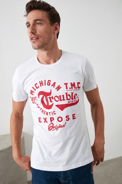 Trendyol Man Beyaz Erkek Slim Fit T Shirt Tmnss20ts1096 Trendyol