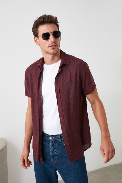 Trendyol Man Kiremit Erkek Gomlek Yaka Dokumlu Gomlek Tmnss20go0592 Trendyol