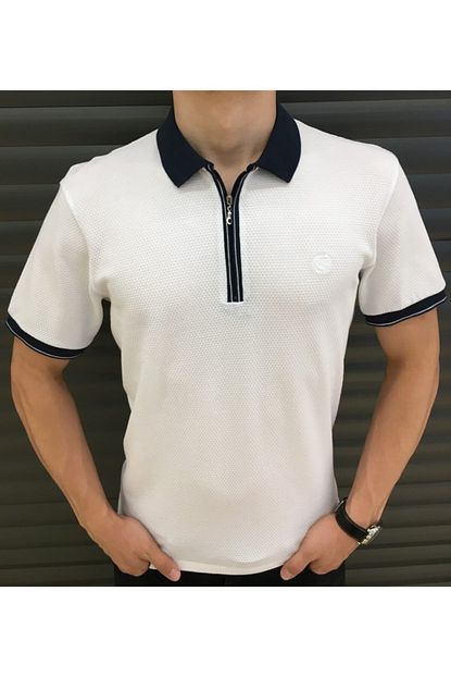 John Pierre Erkek Beyaz Polo Yaka Tisort Trendyol