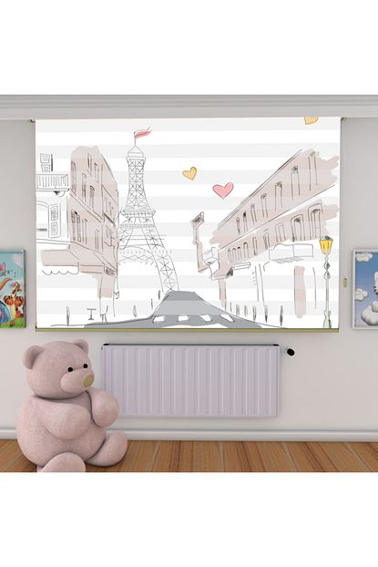 Kuscu Tekstil Paris Cizgi Resim Baskili Bebek Odasi Zebra Perde Trendyol