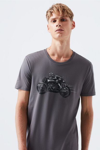 Mavi Erkek Motorsiklet Baskili Gri T Shirt 066124 28433 Trendyol