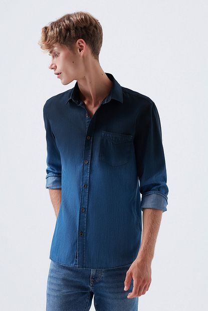 Mavi Erkek Batik Desenli Indigo Gomlek 021671 18790 Trendyol