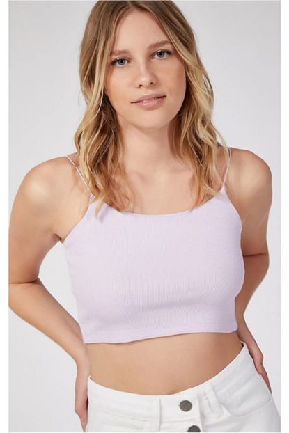 Mellowbutik Kadin Ip Askili Fitilli Crop Top Orme Bluz Trendyol