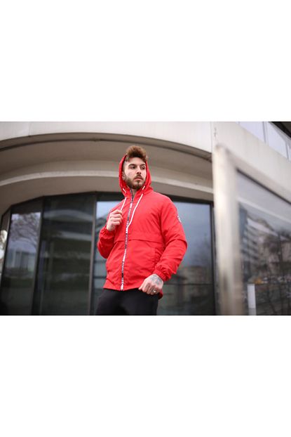Bbtshopturkey Erkek Kirmizi Uc Fermuarli Mevsimlik Mont Trendyol