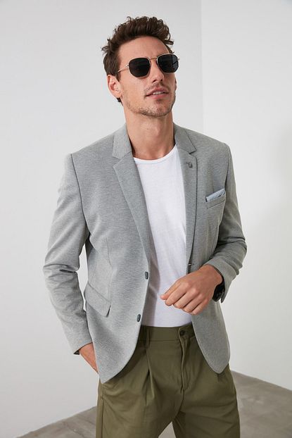 Trendyol Man Yesil Erkek Orme Slim Ceket Tmnss20ce0136 Trendyol
