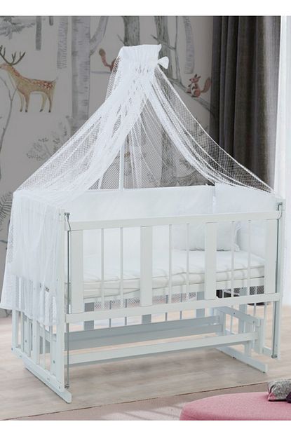 Setay Besik Dogal Ahsap Sallanan Anne Yani Beyaz Besik 120x60 Sunger Yatak Cibinlik Trendyol