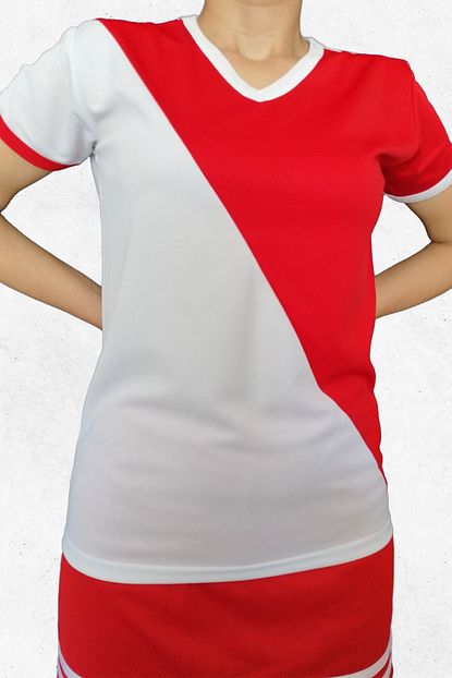 Modapalace Kiz Cocuk Kirmizi Beyaz Kisa Kollu Spor Tisort Trendyol