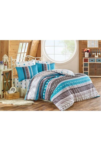 Hobby Unisex Turkuaz Destina Ranforce Cift Kisilik Nevresim Takimi Trendyol