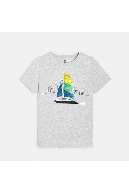 Cipil Erkek Cocugu Gri Sihirli Pullu T Shirt Trendyol