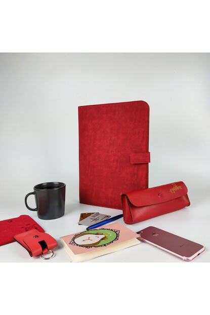 Misingpiece Kirmizi Vegan Deri Organizer Tablet Kilifi Ve Evraklik Trendyol