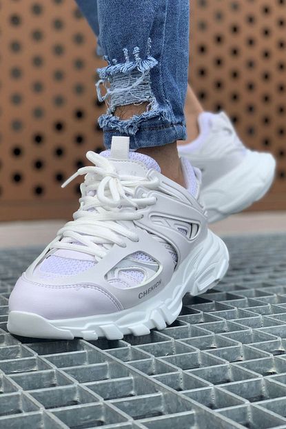 Karazona Erkek Beyaz Bagcikli Yuksek Taban Sneaker Ayakkabi Kzc301 Trendyol