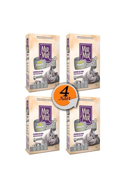Mir Mir Aktif Karbonlu Bentonit Kedi Kumu 5 L X 4 Adet Trendyol