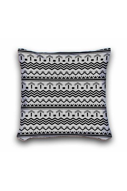 Osso Hali Osso Gri Bohem Etnik Cizgili Fermuarli Yer Minderi Kirlent 70x70cm Trendyol