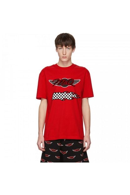 Alexander Mcqueen Erkek Kirmizi Mcq Orgu Baskili T Shirt Trendyol