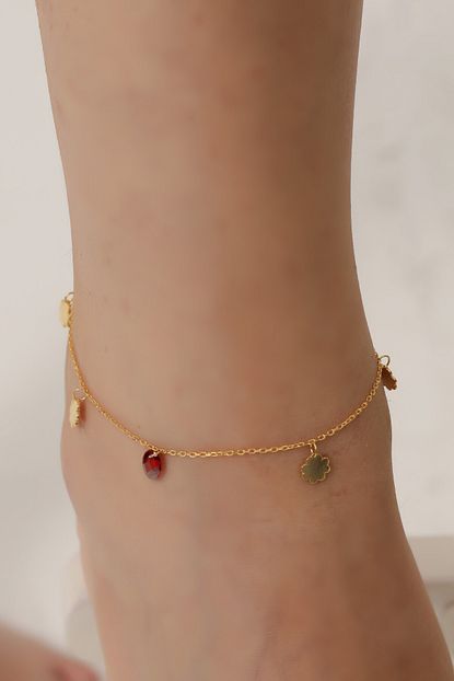 Esda Collection Altin Kaplama Kirmizi Tasli Van Cleef Gumus Halhal Trendyol