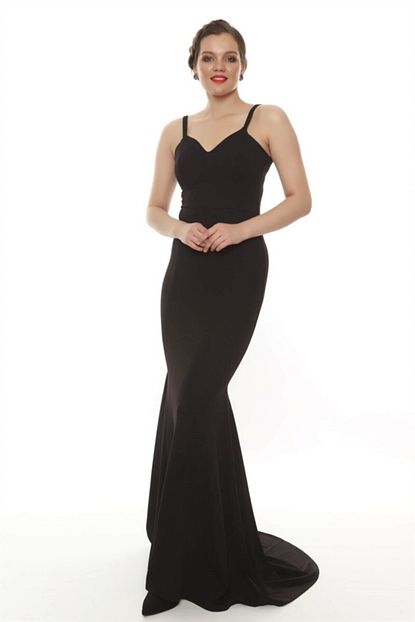 Moda Feminen Kadin Siyah Ince Askili Abiye Trendyol