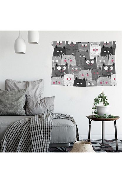 Kostebek Art Kedi Kolaj Duvar Halisi Trendyol
