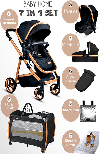 Baby Home 955 Gold Vip Travel Sistem Bebek Arabasi 600 Oyun Parki Park Yatak Besik Trendyol