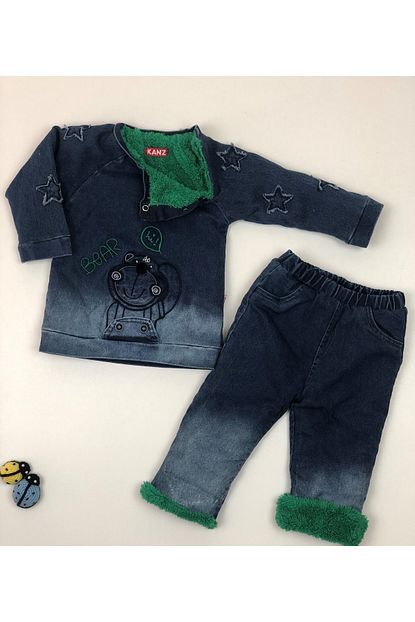Kanz Erkek Bebek Mavi Hi Bear 2 Li Kislik Kot Takim Trendyol