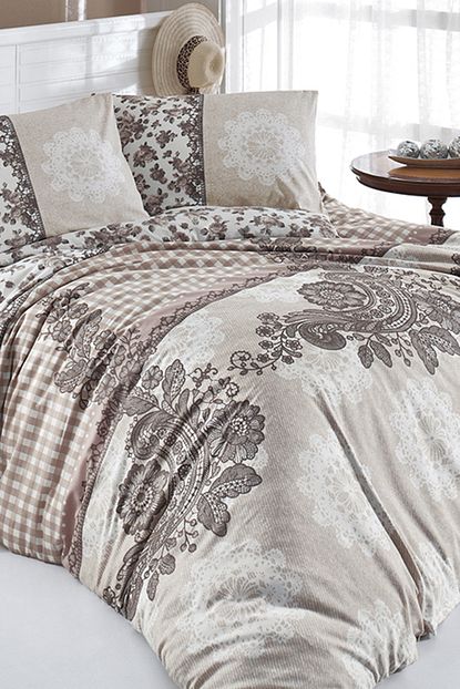 Lux Home Kahverengi Desenli Pamuklu Cift Kisilik Nevresim Takimi Trendyol