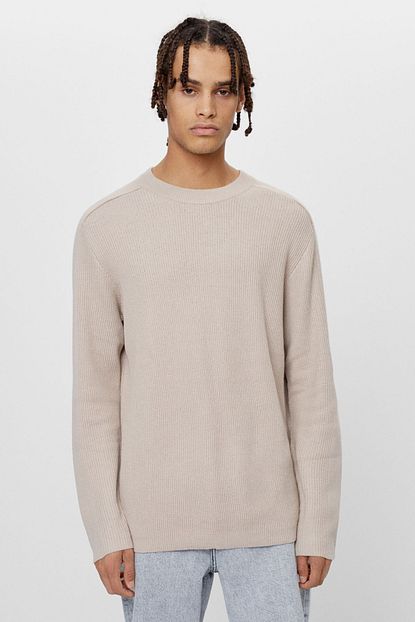 Bershka Erkek Tas Rengi Bisiklet Yaka Kazak Trendyol